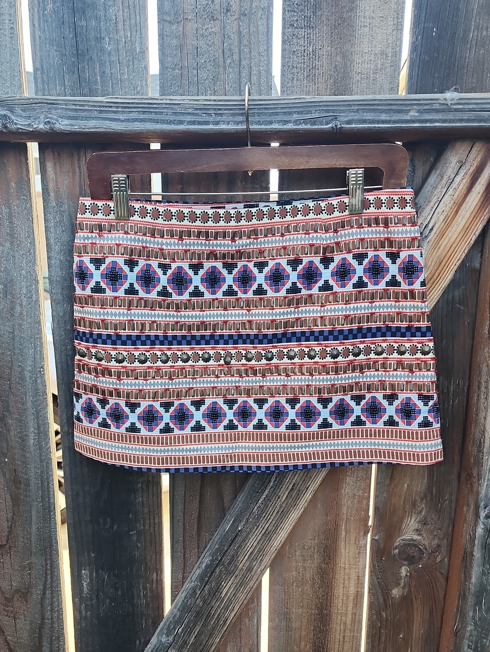 Forever 21 Printed Geometric Mini Skirt in Multicolor Tribal Accent, Sz. 27